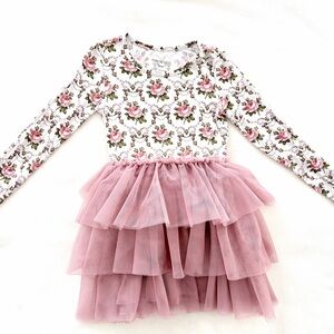 Posh Peanut Pink Floral Tulle Dress